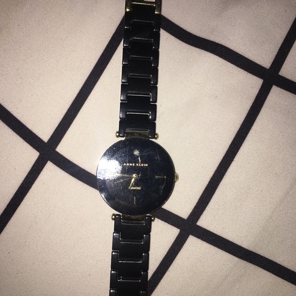 Anne Klein black and gold diamond watch - Picture 3 of 5